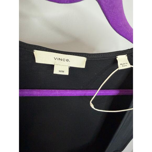 Vince Square Neck Midi Dress Black Pima Cotton Jersey Wardrobe Essentials Sz M - Picture 9 of 13